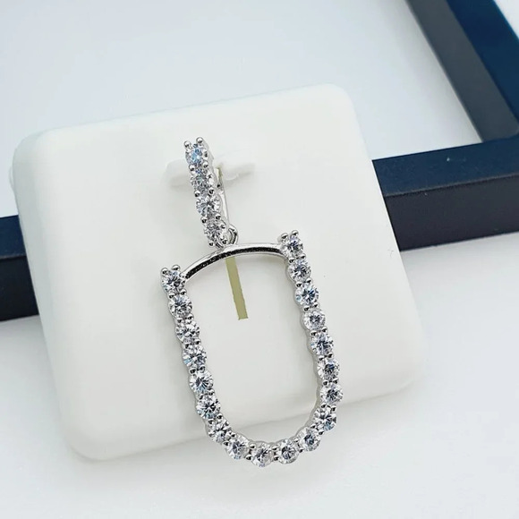 "925 Sterling Silver Cubic Zirconia Initial Pendant, UU1P6A6187 - Picture 6 of 9